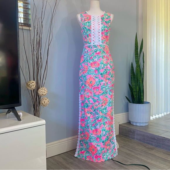 Lilly Pulitzer Pink and Green Floral Maxi Dress - Picture 15 of 15